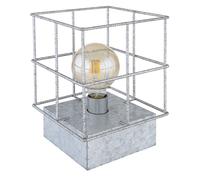 Lampe de table Lampe d'appoint Lampe de chevet Lampe de chambre, industrielle Métal Abat-jour grillagé couleur zinc, douille E27, LxLxH 20x20x26,5cm