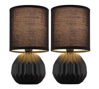 Lampe de table noire céramique Lampe de chevet Lampe d'appoint Lampe de salon textile, 1x E14, DxH 12 x 23 cm