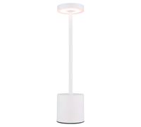 Lampe de table, lampe d'appoint, métal, blanc mat, LED, intensité variable, fonctionne sur piles, H 34 cm