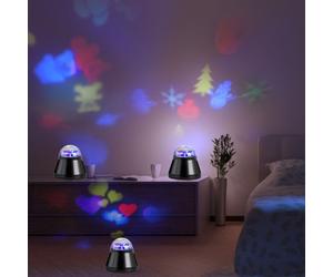 Lampe de table, lampe de chambre, lampe pour enfants avec motifs colorés, lumière de projection, lampe décorative, LED 4 W, DxH 10x10,5 cm, lot de 3