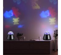 Lampe de table, lampe de chambre, lampe pour enfants avec ours, lumière de projection colorée, lampe décorative, noir, LED 4W, DxH 10x10,5cm, lot de 2