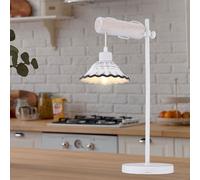 Lampe de table lampe de chambre réglable en hauteur lampe de table blanche céramique bois, métal, 1x douilles E27, LxlxH 35x18x55 cm