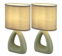 Lampe de table Lampe de chevet céramique textile vert Lampe de lecture, 1x douille E14, LxlxH 17x10x30 cm, lot de 2