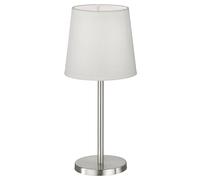 Lampe de table lampe de chevet chambre salon lampe de table blanche 30 cm, nickel mat, interrupteur à cordon, 1x douille E14, D 14 cm
