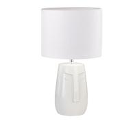 Lampe de table, lampe de chevet, lampe d'appoint, lampe de chambre, lampe de salon, abat-jour en tissu beige en céramique, blanc, 1x E14, H 39 cm