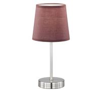 Lampe de table, lampe de chevet, lampe d'appoint, lampe de salon, lampe de chambre, textile marron, métal nickel mat, 1x douille E14, DxH 14x32 cm,