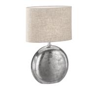 Lampe de table, lampe de chevet, lampe de chambre, interrupteur à cordon, argent antique, tissu, H 53 cm