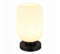Lampe de table Lampe de chevet Lampe de salon opale, noire Lampe de chambre à coucher, métal verre, interrupteur à câble, 1x douille E27, DxH 14x24 cm