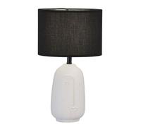 Lampe de table, lampe de chevet, lampe de table, lampe d'appoint, lampe de chambre, lampe de lecture, céramique blanche, abat-jour en tissu noir, 1x E14, H 38,5 cm