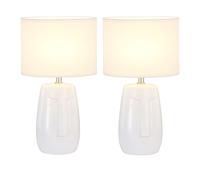 Lampe de table Lampe de chevet Tissu Lampe d'appoint blanc Lampe de chambre à coucher Lampe de lecture, céramique blanche, 1x douille E14, DxH 22x38,5 cm