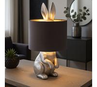 Lampe de table Lampe de chevet lapin design chambre à coucher gris argenté, plastique, 1 flamme 1x E27, DxH 18x41 cm
