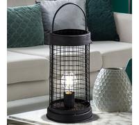Lampe de table Lampe de table chambre à coucher noire Rétro Lanterne grille E27, métal noir, 1x E27 douille, LxlxH 18x18x44 cm