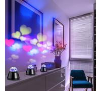 Lampe de table, lampe de salon, lampe pour enfants avec coeurs, lumière de projection, lampe décorative, noir, 1x LED 4 watts, DxH 10x10,5cm, lot de 3