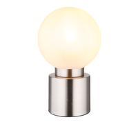 Lampe de table Lampe de salon nickel opale satiné Lampe de chevet, métal, verre, 1x douille E14, DxH 15x24,5 cm