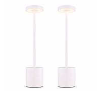 Lampe de table Lampe de table Chambre à coucher Batterie CCT Touchdimmer, métal plastique, 1,2W 138Lm 2700K 4500K 6000K, H 34 cm, lot de 2