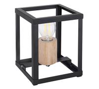 Lampe de table lampe de table en bois noir éclairage latéral industriel salon, contrôle par application CCT, LED RGB intelligente 15W 1300Lm, LxlxH 17x17x20 cm