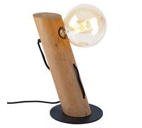 Lampe de table lampe de table lampe de chambre lampe en bois eucalyptus table de chevet, brun noir, rond en métal, DxH 9x32 cm, NINO 50850146