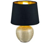 Lampe de table lampe de table lampe de lecture en céramique lampe de salon lampe d'appoint or avec abat-jour textile, tissu, 1x douille E14, DxH 18x26 cm