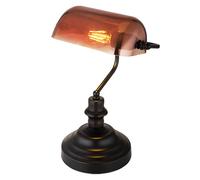 Lampe de table lampe de table lampe de lecture lampe de chambre lampe de salon lampe de banquier, métal verre cuivre noir, E27, H 36 cm
