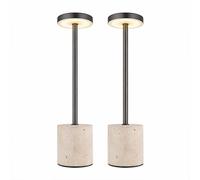 Lampe de table Lampe de table Travertine Pierre Chambre à coucher Batterie CCT gris opale Touchdimmer, métal, 1,2W 138Lm 2700K 4500K 6000K, H 34 cm
