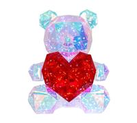 Lampe de table lampe décorative lampe de table lampe de chambre d'enfant lampe de salon aspect cristal ours, plastique rouge clair, LED 0,03W 8000K blanc lumière du jour, H 30 cm