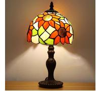 Lampe de table, lampe en verre teinté tournesol, petite lampe de chevet antique avec ampoule LED à 3 températures de couleur