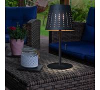 Lampe de table, lampe solaire, éclairage extérieur, lampe de terrasse, USB, batterie rechargeable, dimmable, interrupteur à tirette IP44, anthracite, 1x LED 2W 155Lm 3000K, DxH 14x30cm