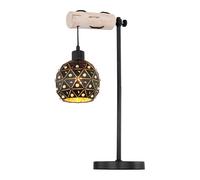 Lampe de table lampes de table lampe de chambre en bois avec abat-jour en cristal en forme de boule, réglable en hauteur, métal, 1x E27, LxPxH 34x18x55 cm
