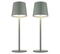 Lampe de table LED Akku Lampe de table CCT Touch Extérieur vert pâle opale Lampe de jardin Touchdimmer USB, métal, 2W 50lm blanc chaud-froid, DxH 8,5x28 cm, 2er Set