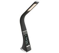 Lampe de table LED avec horloge, lampe de bureau, lampe de chevet, lampe de lecture flexible, lampe de table, dimmable, calendrier réveil thermomètre, 6,5W 260lm blanc chaud/blanc froid, LxH 25 x 50 c