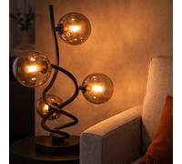 Lampe De Table LED Globo En Verre Fumé Noir 4 Luminaires H 52 Cm