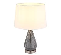 Lampe de table LED Lampe d'appoint aspect marbre Lampe de salle à manger Abat-jour textile blanc, métal nickel, blanc,9W 810lm blanc chaud, DxH 35x54 cm