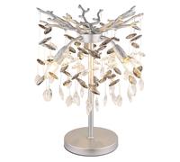 Lampe de table LED, lampe d'appoint, couleur argent, cristaux de verre fumés, H 50 cm