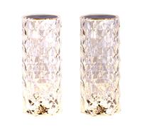 Lampe de table LED, lampe d'appoint, lampe décorative, salon, dimmable, lampe de table en cristal avec effet lumineux, batterie rechargeable, câble USB, blanc chaud/blanc froid, H 21 cm