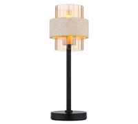 Lampe de table LED, lampe de chambre, en pierre de travertin, couleur ambre, H 38,5 cm