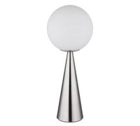Lampe de table LED Lampe de chevet Lampe de lecture Lampe de salon Lampe de table Lampe d'appoint, métal Boule de verre blanc argenté, 3,7W 320lm blanc chaud, H 49,5 cm