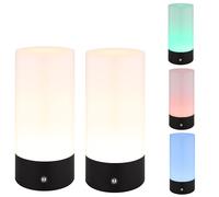 Lampe de table LED Lampe de table extérieure Intérieur Lampe de balcon Batterie Touchdimmer USB noir RGB changement de couleur, métal, 1,8W 100lm blanc chaud, DxH 8,8x19 cm, 2er Set
