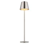 Lampe de table LED Lampe de table extérieure Réglable en hauteur Lampe de lecture Touchdimmer Akku Balcon, métal nickel, IP44, 3W 130Lm blanc chaud, DxH 11,2x47 cm