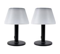 Lampe de table LED Lampe d'extérieur Lampe solaire 3 niveaux Lampe de terrasse Lampe de jardin, noir blanc, blanc chaud, DxH 20 x 28 cm, lot de 2