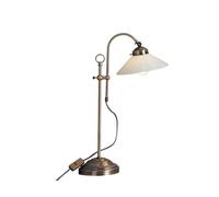 Lampe de table LED Landlife réglable en hauteur en laiton vieilli, abat-jour en verre orientable, Globo Lighting