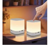 Lampe de table LED - NETTLIFE - Lot de 2 - Tactile dimmable - Batterie 3600 mAh rechargeable USB - Blanc