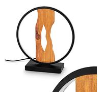 Lampe de table LED Nevogilde, lampe de table en métal/bois noir/naturel, lampe de chevet, 7,5 watts (incl.), 850 lumens, 3000 K