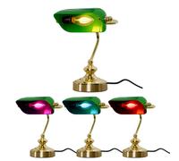 Lampe de table LED RGB Lampe de table rétro Lampe de banquier à intensité variable, E27 LED RGB avec télécommande, hauteur 24 cm, bureau bibliothèque