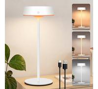 Lampe de Table LED Sans Fil, Solaire d'Extérieur avec Interrupteur Tactile, Rechargeable par USB, 3 Températures de Couleur, Intensité Variable en Continu pour Intérieur & Extérieur (Blanc*Lot de 1)