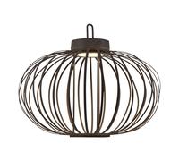 Lampe de table LED Suspension Batterie Touchdimmer Lampe à suspendre Bambou Grille Jardin Extérieur Intérieur Lampe décorative, USB, 1,5W 30Lm blanc chaud, DxH 46x37 cm
