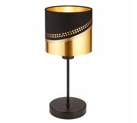 Lampe de table LED textile noir or Lampe d'appoint rétro Lampe de chevet chambre à coucher, métal, douille E27, DxH 15x38 cm