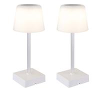 Lampe de table LED Touchdimmer Lampe de table accu Lampe d'appoint CCT, métal blanc, 2W 100Lm blanc chaud froid, DxH 8,5x25,5 cm, 2 pièces