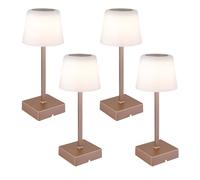 Lampe de table LED Touchdimmer Lampe de table accu Lampe d'appoint CCT, métal champagne, 2W 100Lm blanc chaud froid, DxH 8,5x25,5 cm, 4 pièces