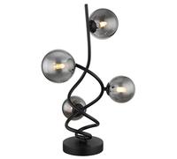 Lampe de table LED verre fumé Lampe de salon Lampe de table noire Lampe de chevet 4 flammes, 4x 3,5W 4x 350lm blanc chaud, DxH 28 x 52