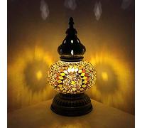 Lampe de Table Marocaine Turque Faite à la Main en mosaïque de Verre, Style Tiffany, veilleuse d'accent rétro pour Chambre à Coucher, Salon, café, éclairage décoratif (16 x 29 cm), E